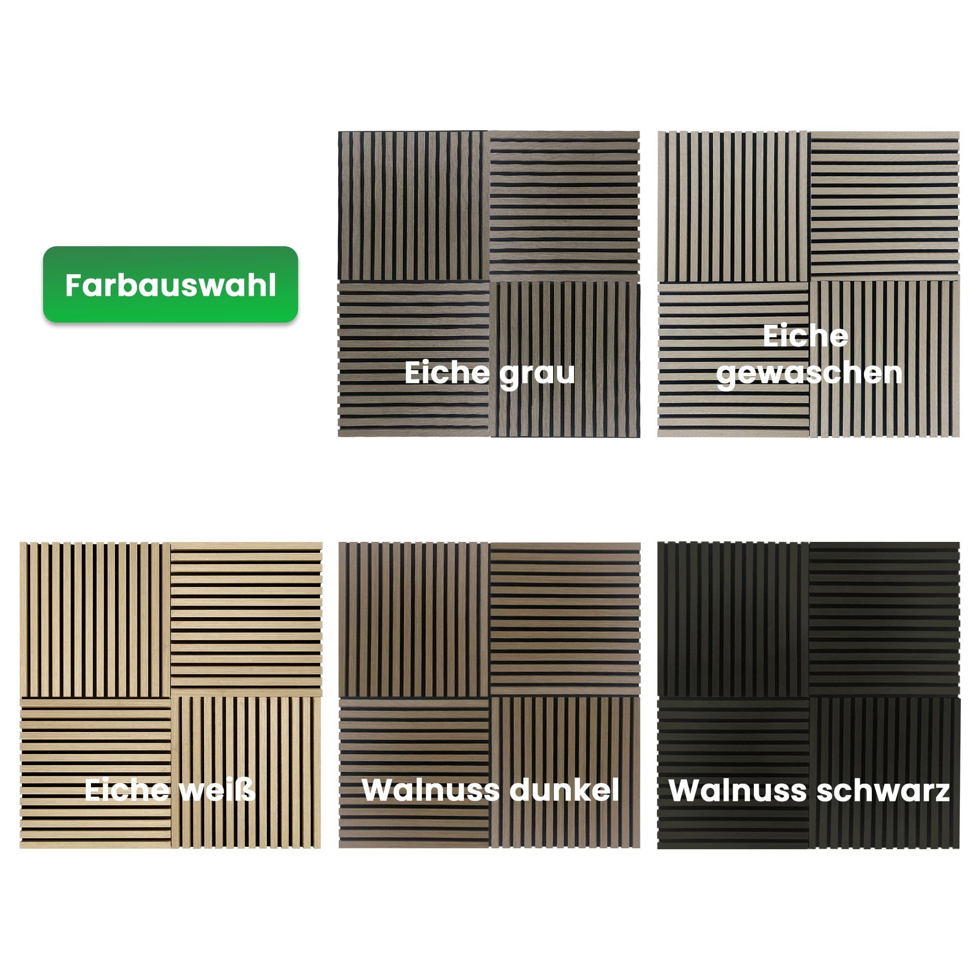 Endorphin Dekorpaneele 3 Stück Akustikpaneele quadratisch 58x58x2,1cm Holzfunier Eiche grau, 0.3364 qm
