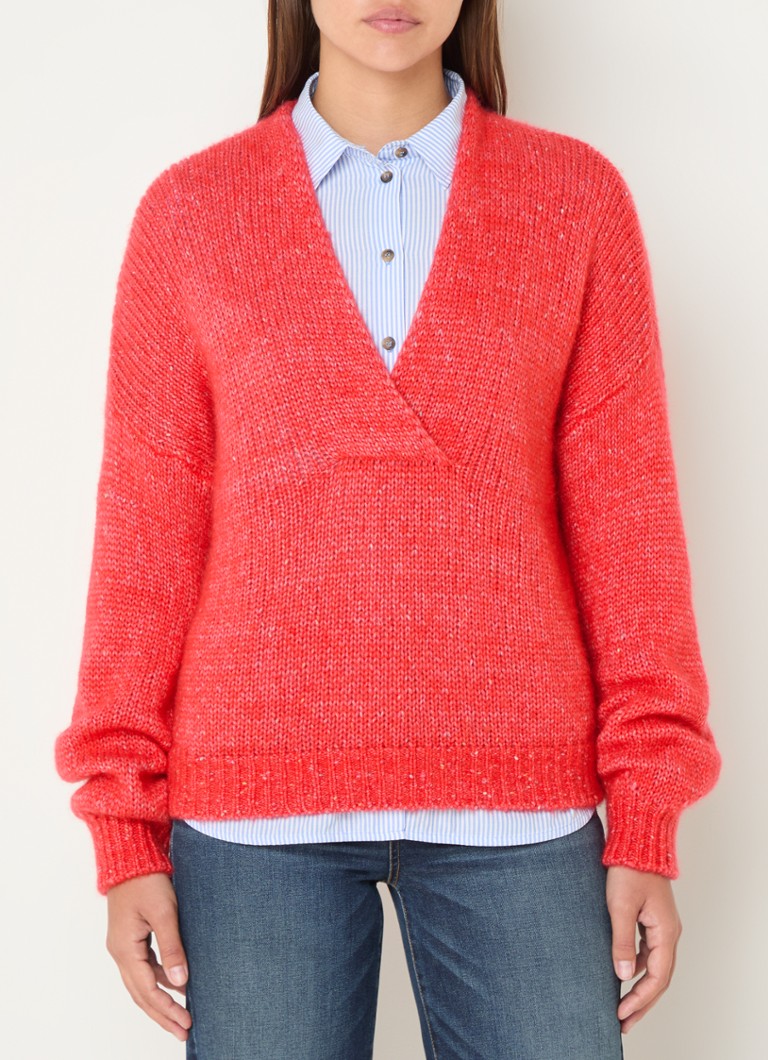 River Woods biezs adīts džemperis no vilnas maisījuma ar balonveida piedurknēm