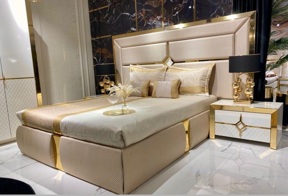 JVmoebel Schlafzimmer-Set Luxus Schlafzimmer Nachttisch Bett 3tlg. Komplett Design Einrichtung