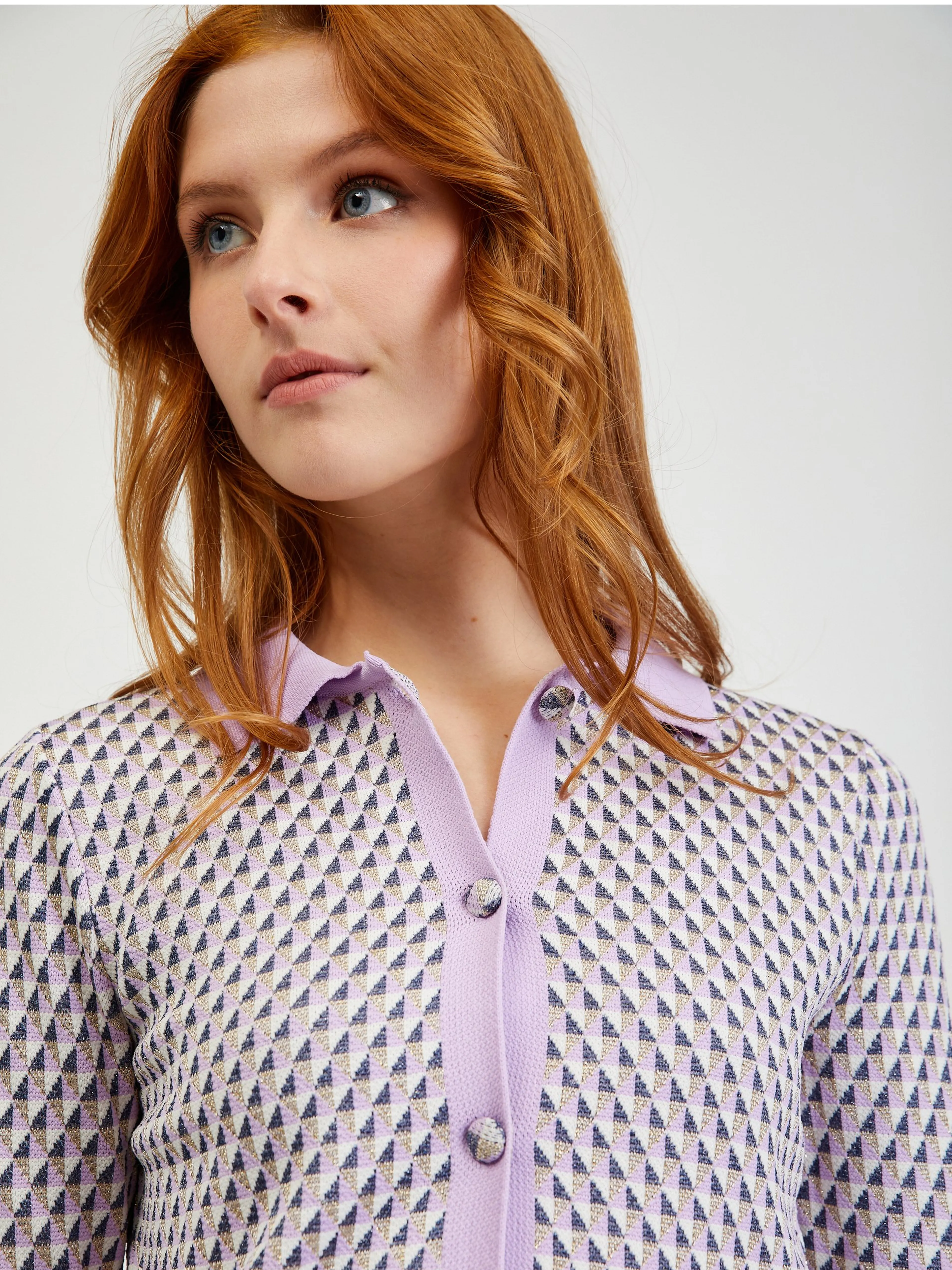 Helllila gemusterter Damen Cardigan ORSAY