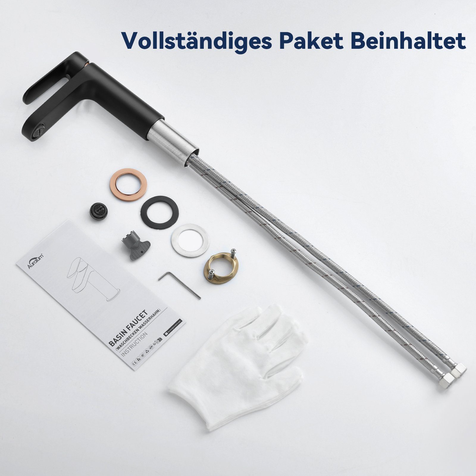 Auralum Waschtischarmatur Bad Wasserhahn Waschbecken Einhebel Mischbatterie Badarmatur für Badezimmer