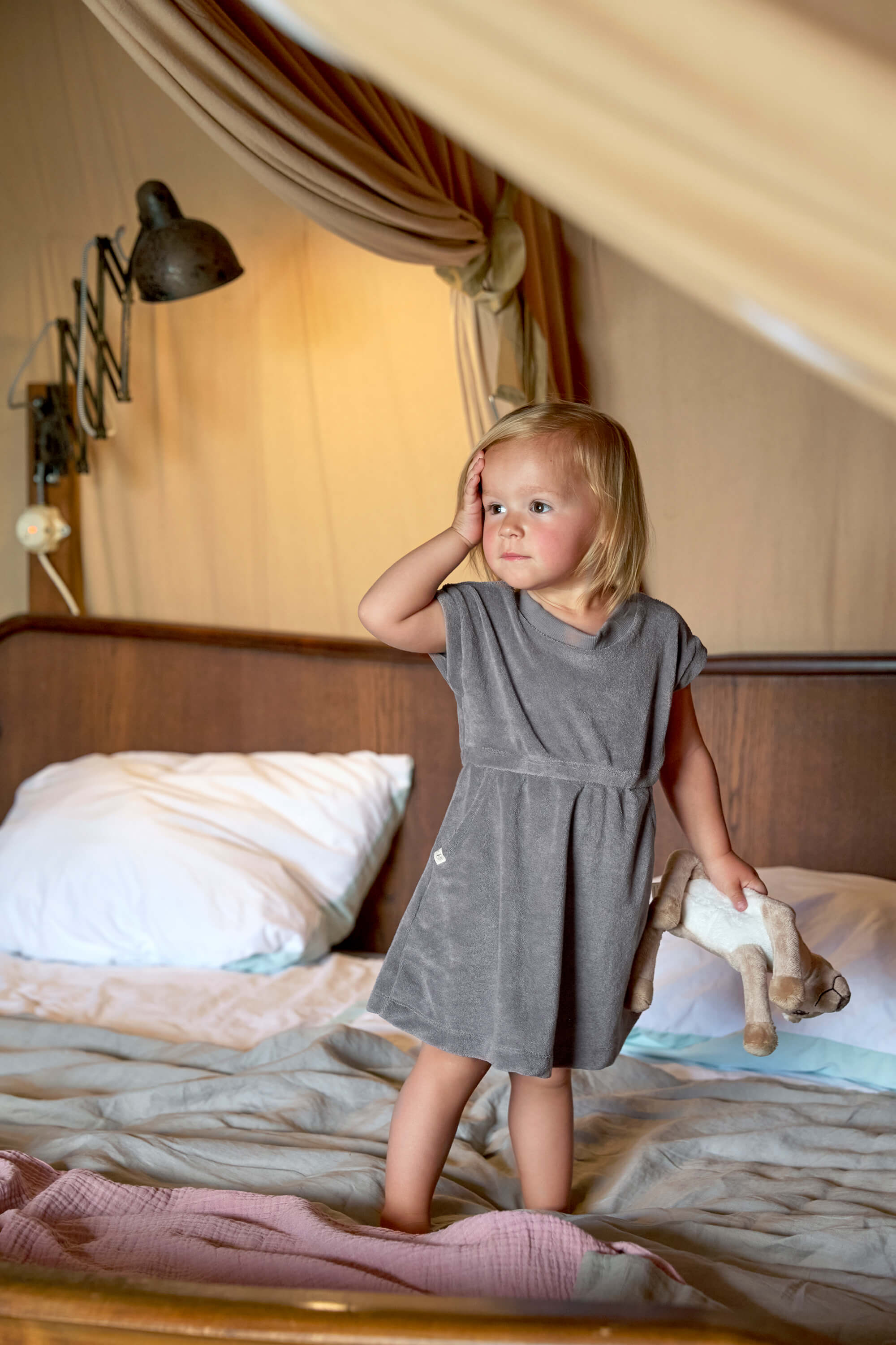 Frottee Kleid Kinder, Anthrazit