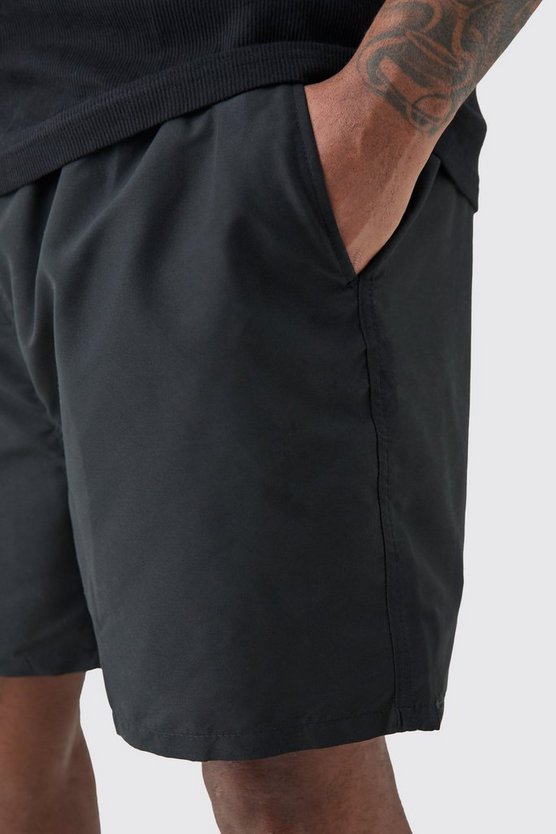 Plus mittellange Badehose mit einfarbigem Print