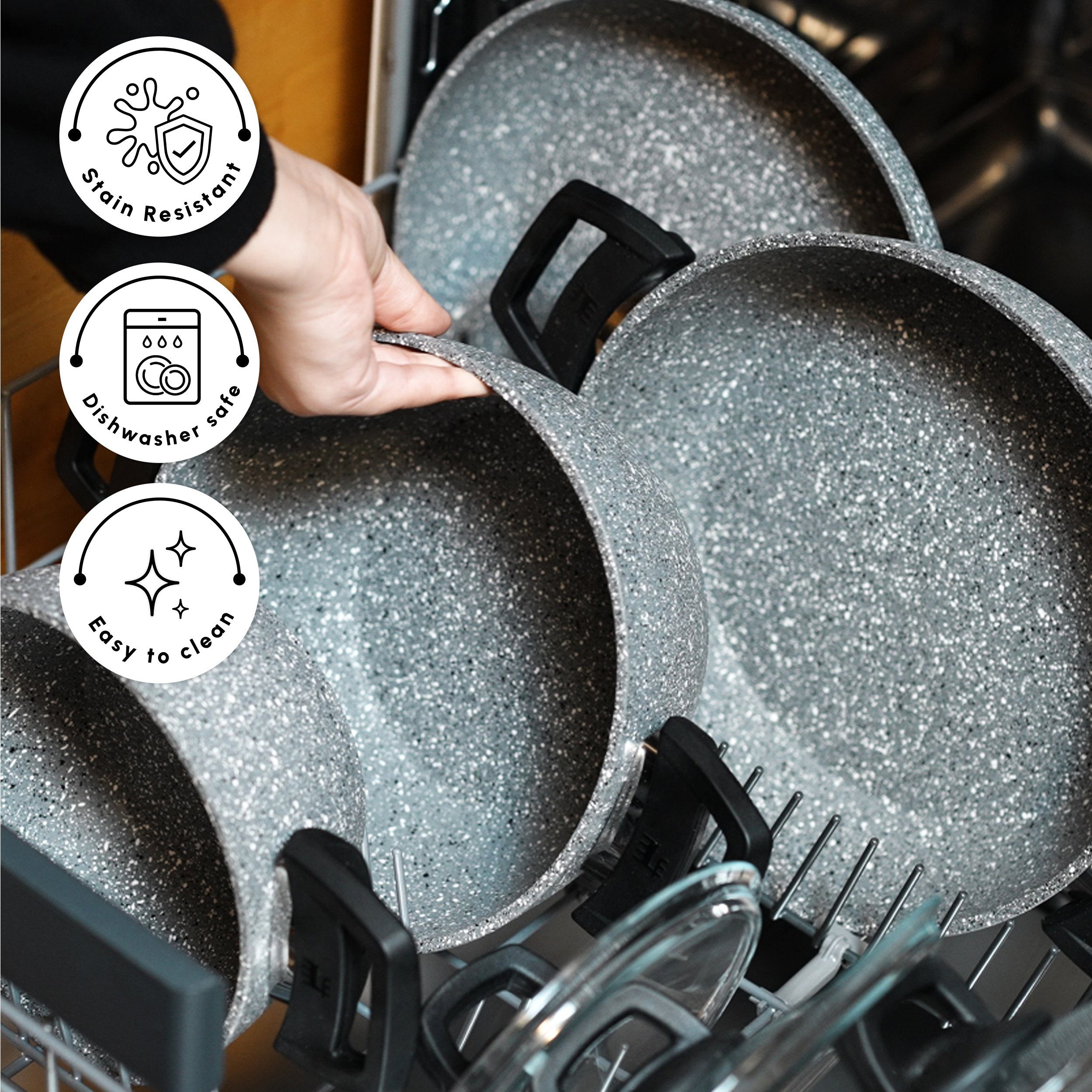 Karaca Topf-Set Gris BioGranit Kochtopf-Set 7- teilig