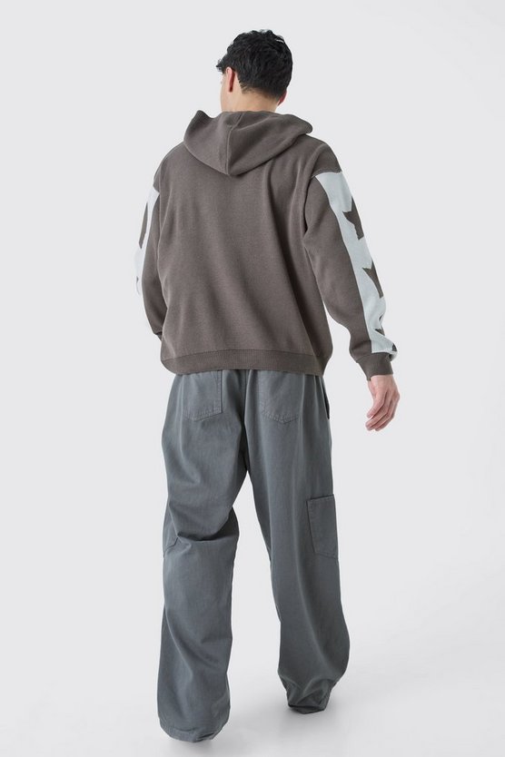 Kastiger Hoodie mit Moto-Print