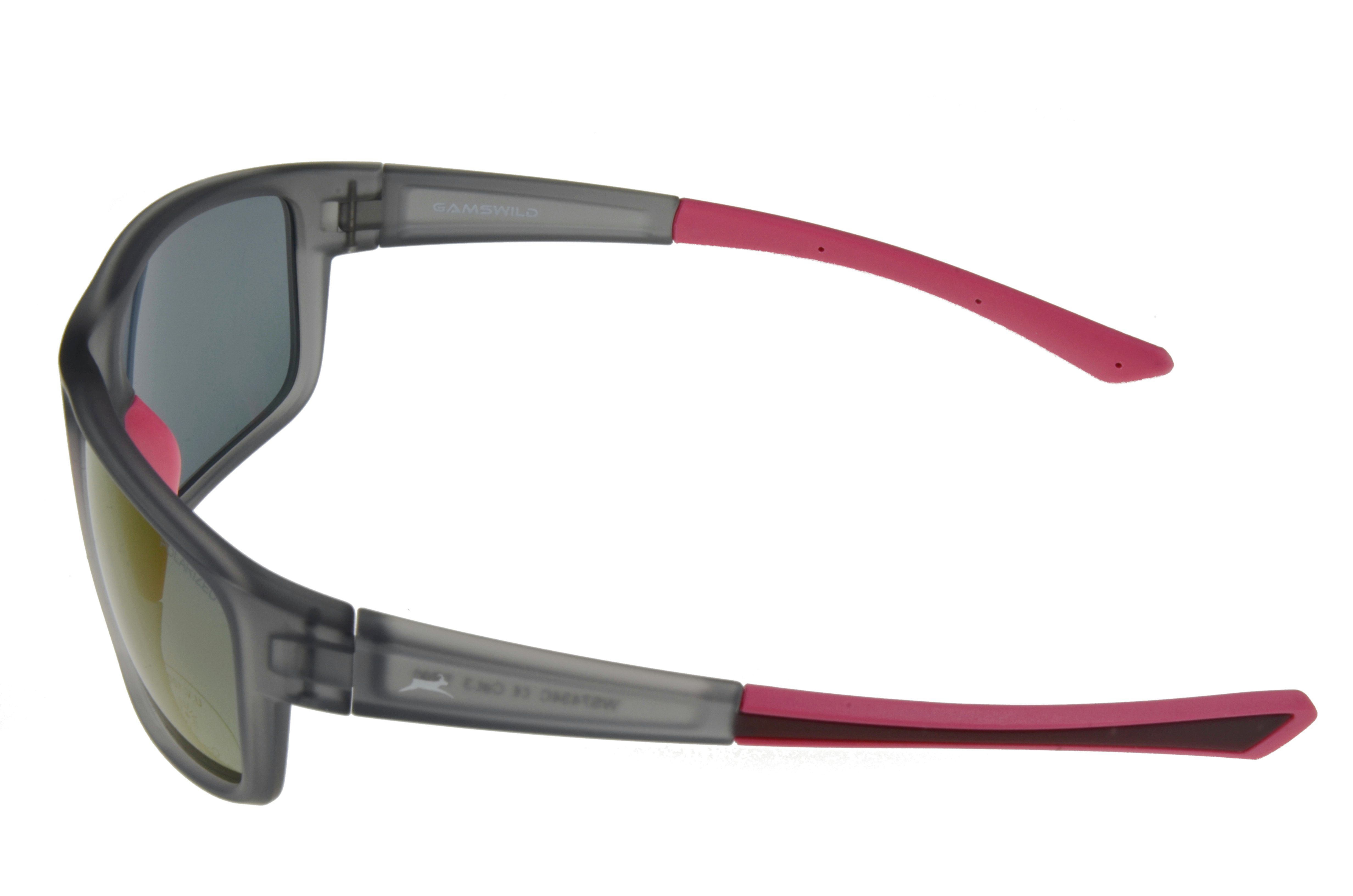 Gamswild Sportbrille WS7434 Sonnenbrille Skibrille Fahrradbrille Damen Herren Unisex, schmal geschnittenes Modell, braun, schwarz, pink, grün