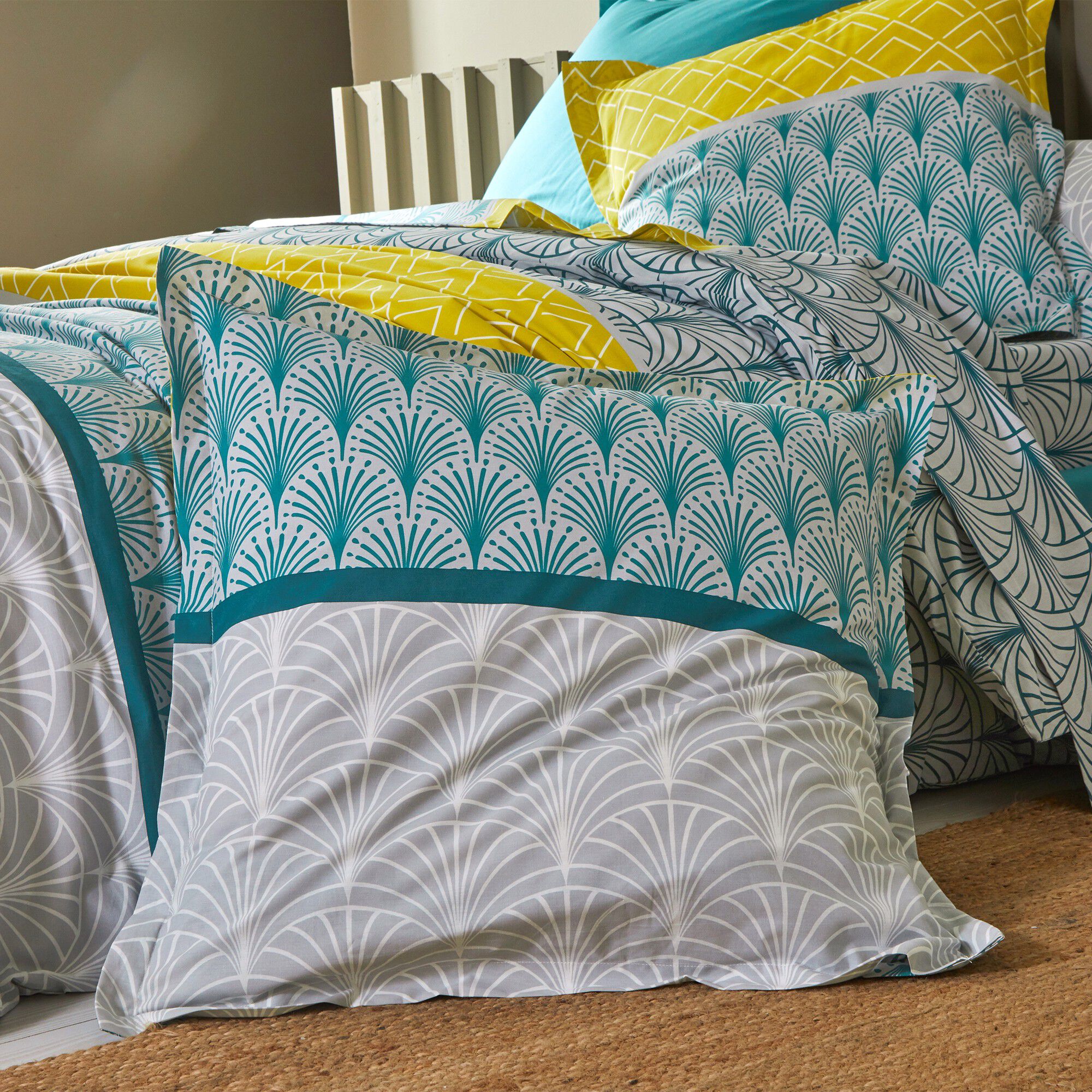 Linge de lit Eddy en coton à motifs graphiques