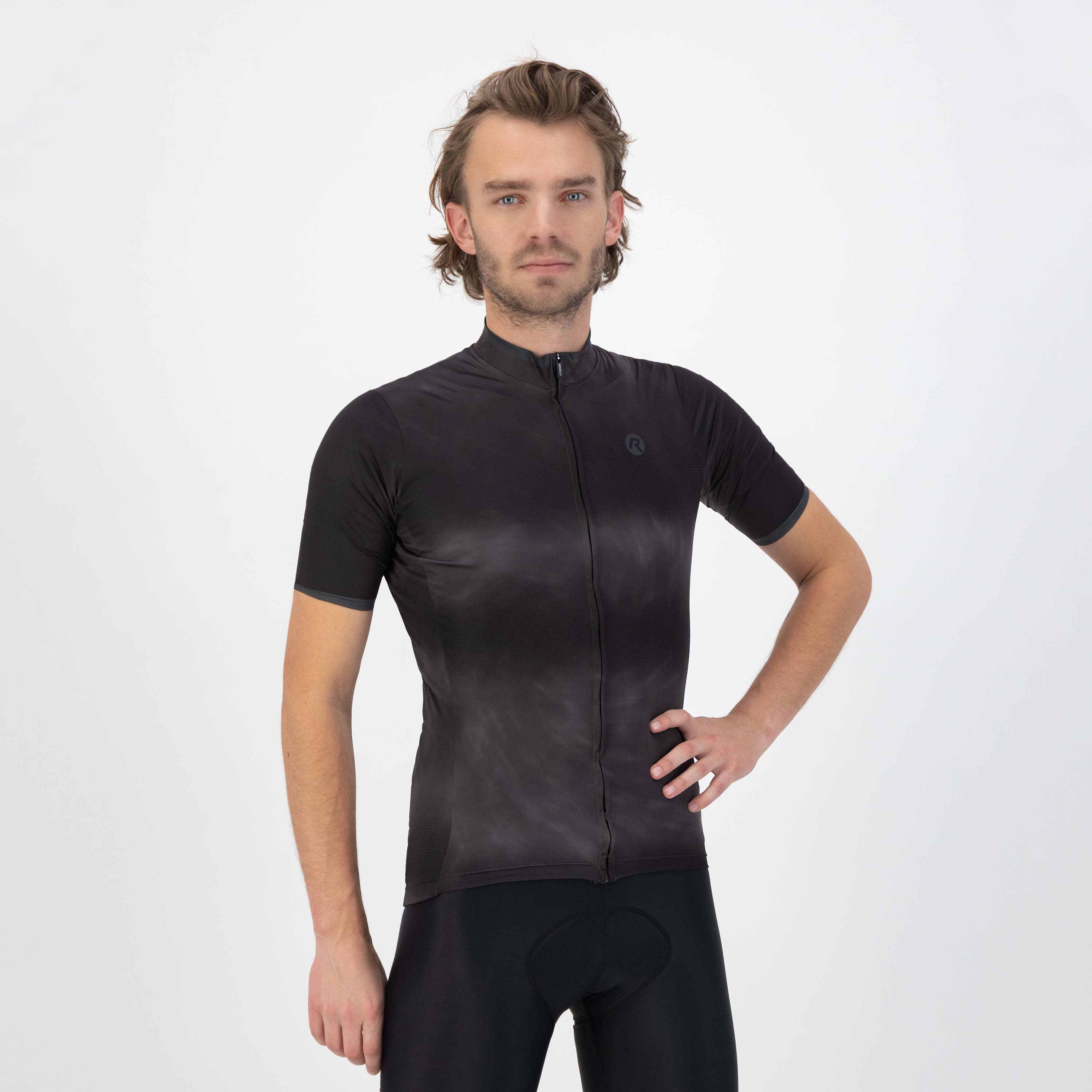 Rogelli Tie Dye Schwarz/Grau Herren Radtrikot Kurzarm