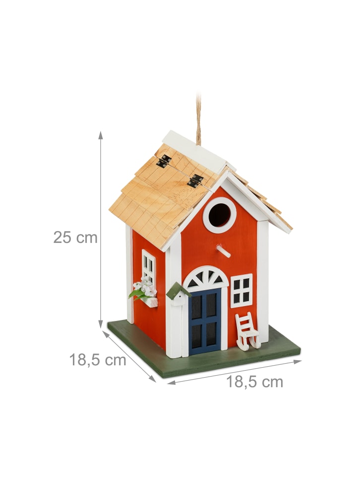 relaxdays Deko Vogelhaus in Bunt - (B)18,5 x (H)25 x (T)18,5 cm günstig kaufen onesize