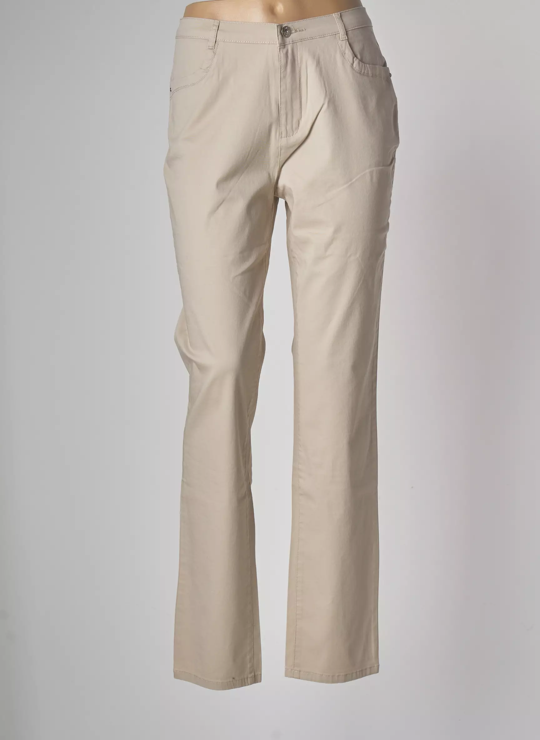 I Quing Pantalons Droits Femme couleur beige