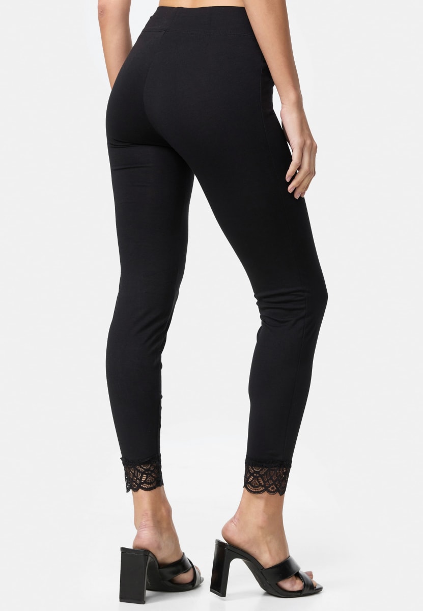 Leggings mit Spitzenborte schwarz Gr. 40/44, 1 St