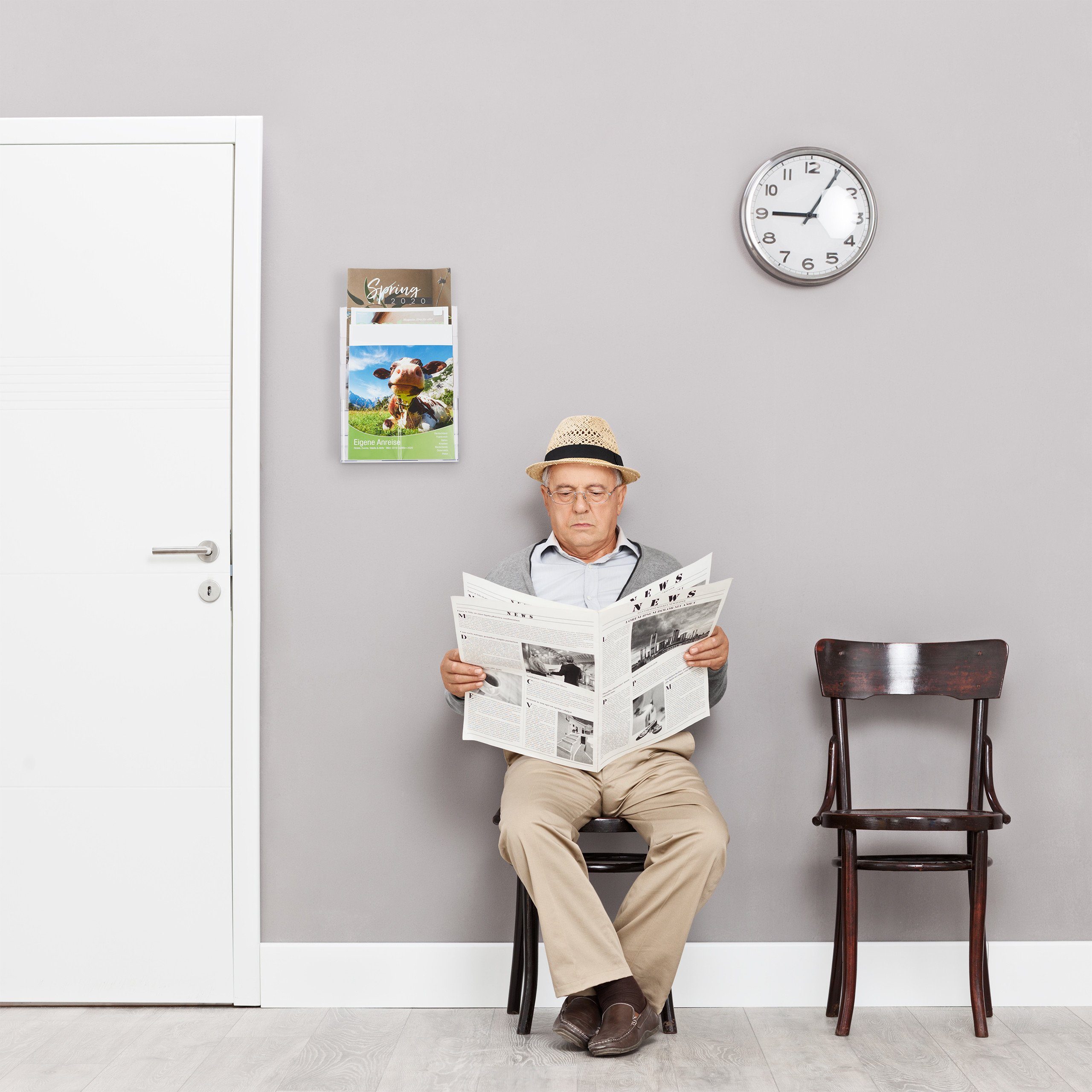 relaxdays Zeitungsständer 2 x Prospekthalter A4 / DIN 3 Etagen