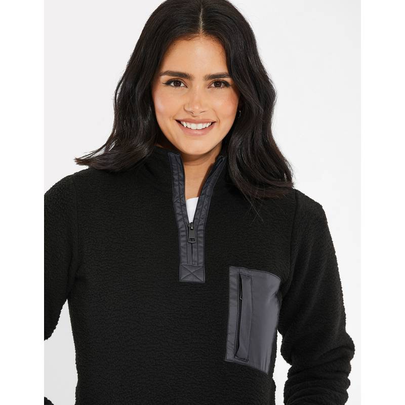 Threadbare THB Pharell 1/4 Zip Fleece Fleecepullover Damen