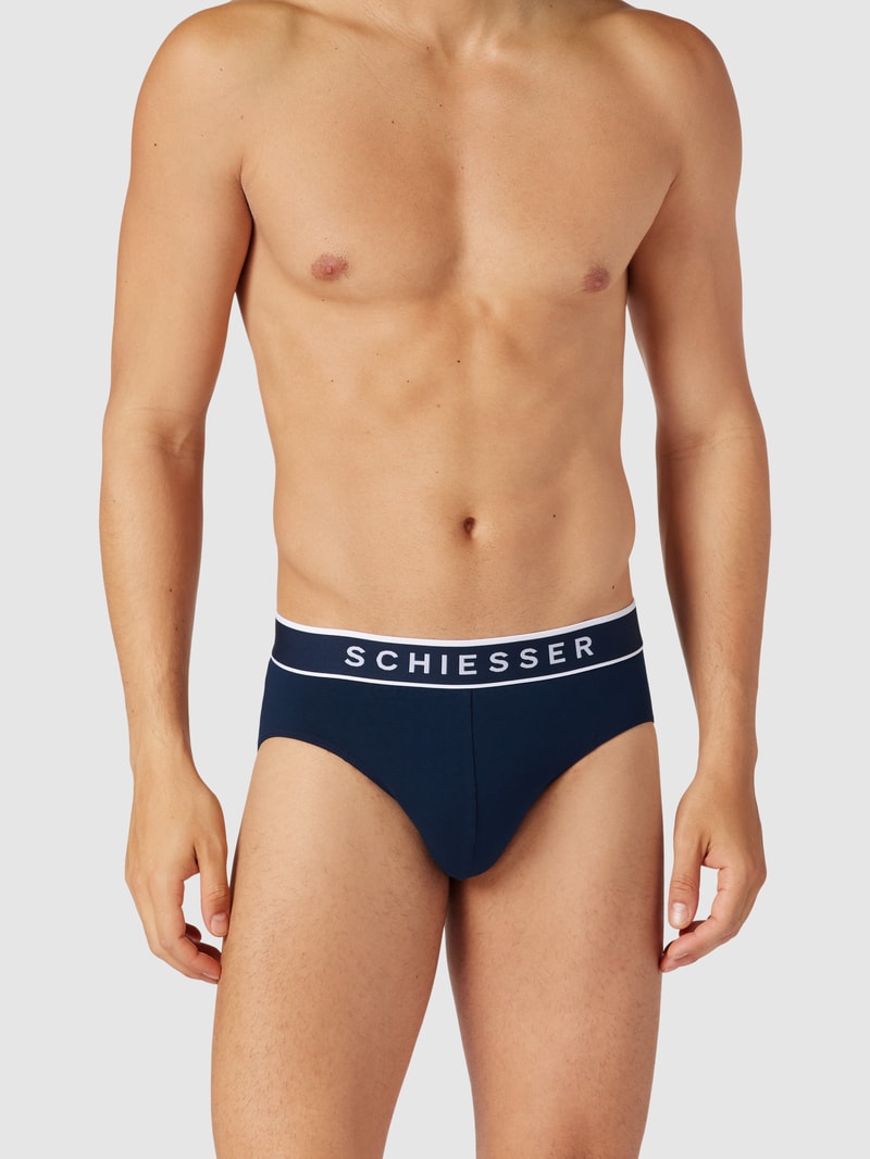 Slip mit Logo-Bund im 3er-Pack in marineblau