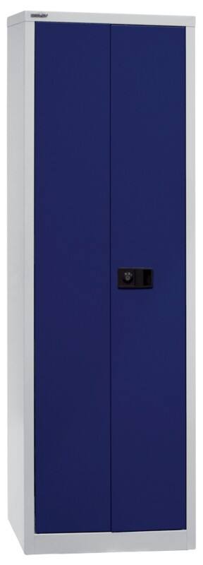 Bisley Flügeltürenschrank Universal Lichtgrau, Oxfordblau 600 x 400 x 1.950 mm