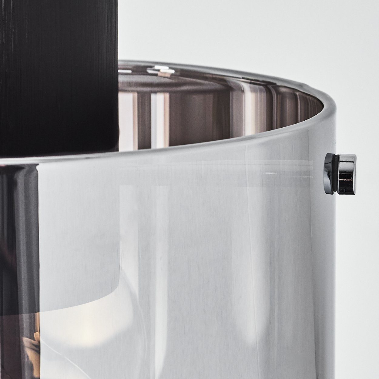 hofstein Pendelleuchte Riccione Hängeleuchte aus Metall/Rauchglas in Schwarz/Rauchfarben, ohne Leuchtmittel, Pendellampe mit Schirmen Echtlas/Rauchglas (19, 5cm), E27