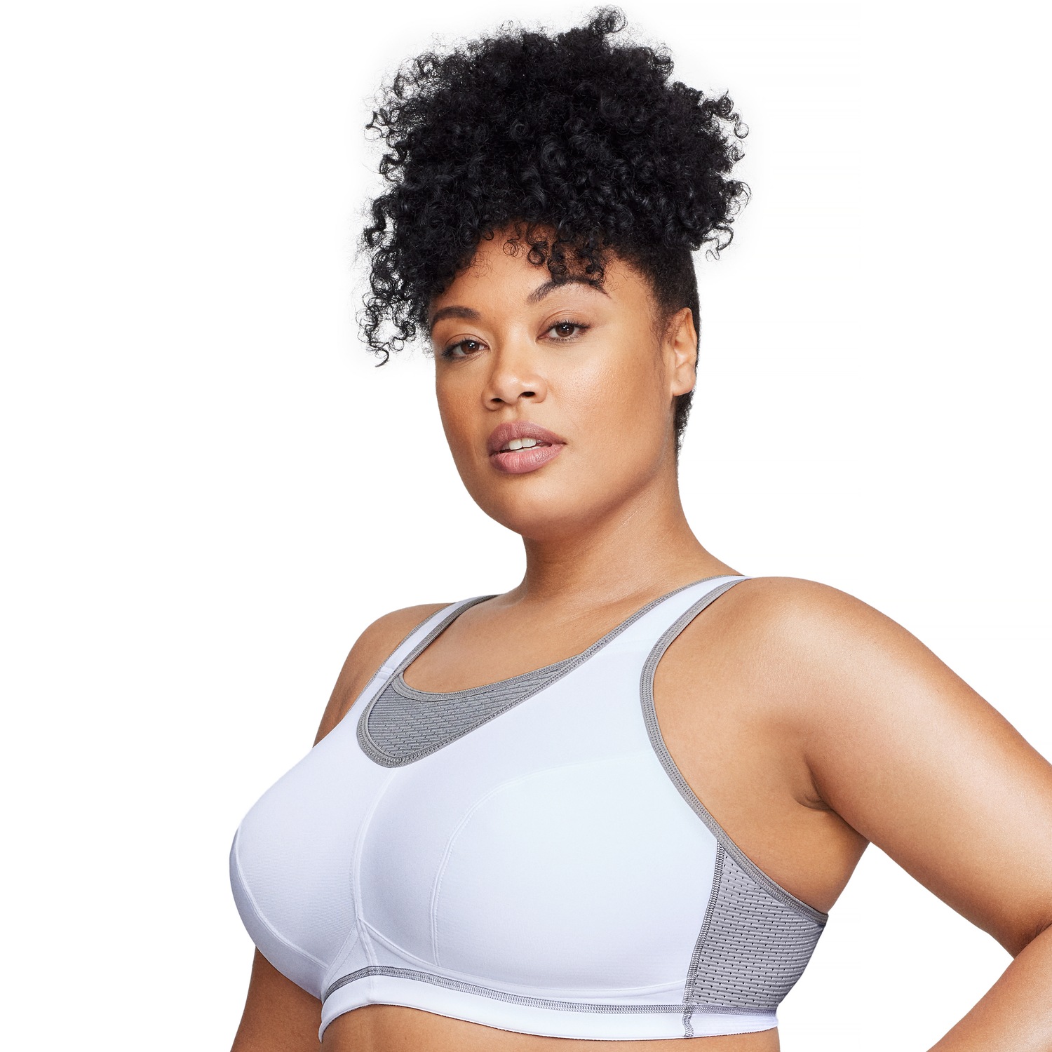 Elite Sport-Bustier mit bestem Halt - Weiß mit grauem Besatz