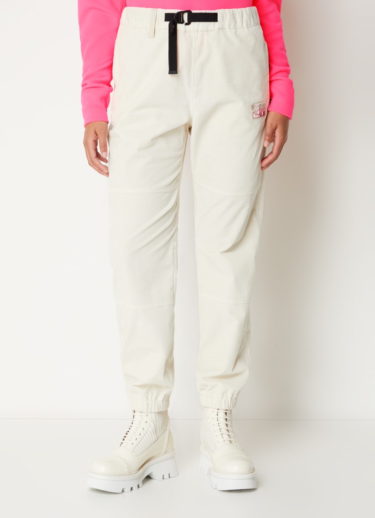 Moncler mid-waist tapered fit corduroy trousers with logo patch