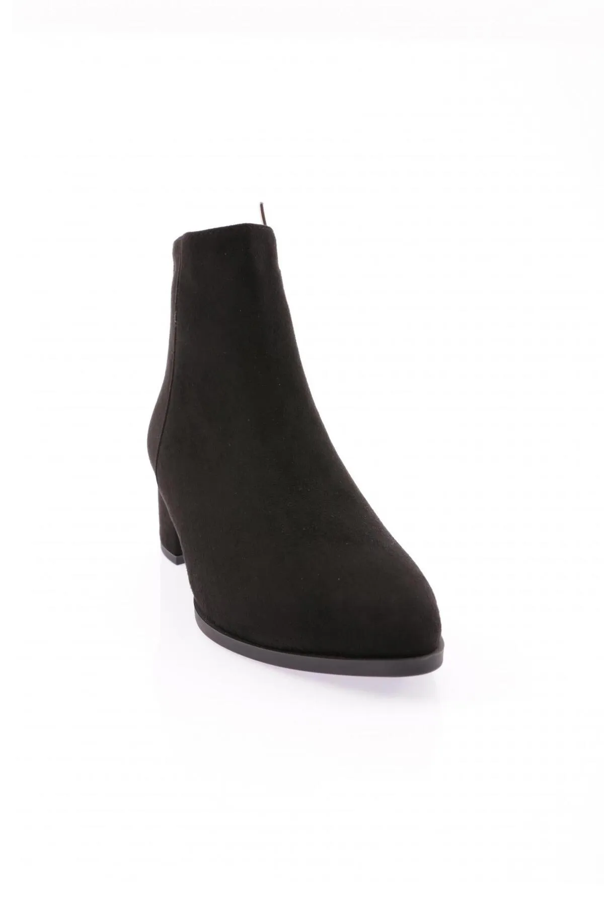 DGN  Si-07k Damen - 22k schwarze Wildleder-Stiefeletten mit spitzer Spitze und Absatz