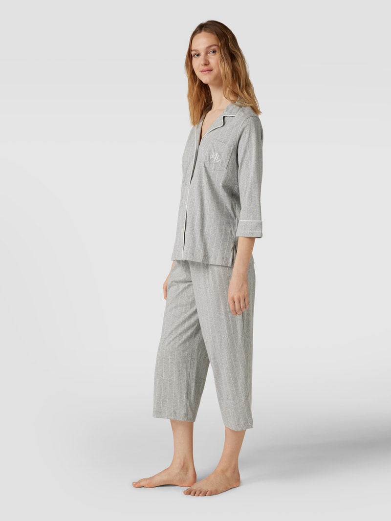 Pyjama mit Streifenmuster in mittelgrau