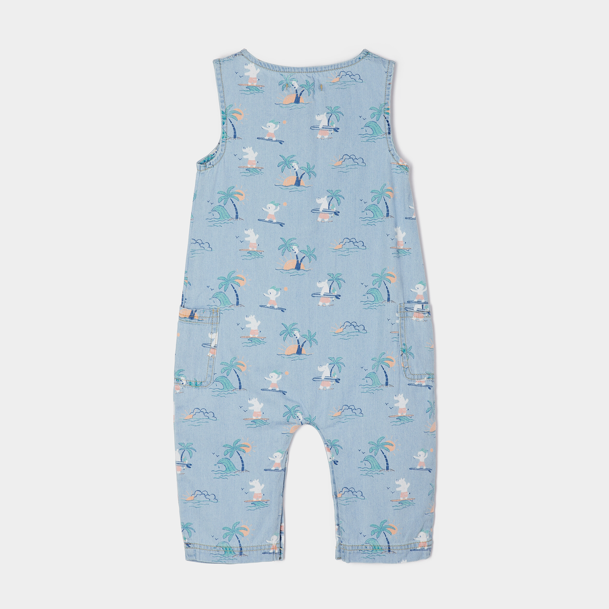 Ensemble 2 pièces combinaison et chapeau denim bleach bébé garçon | La Halle