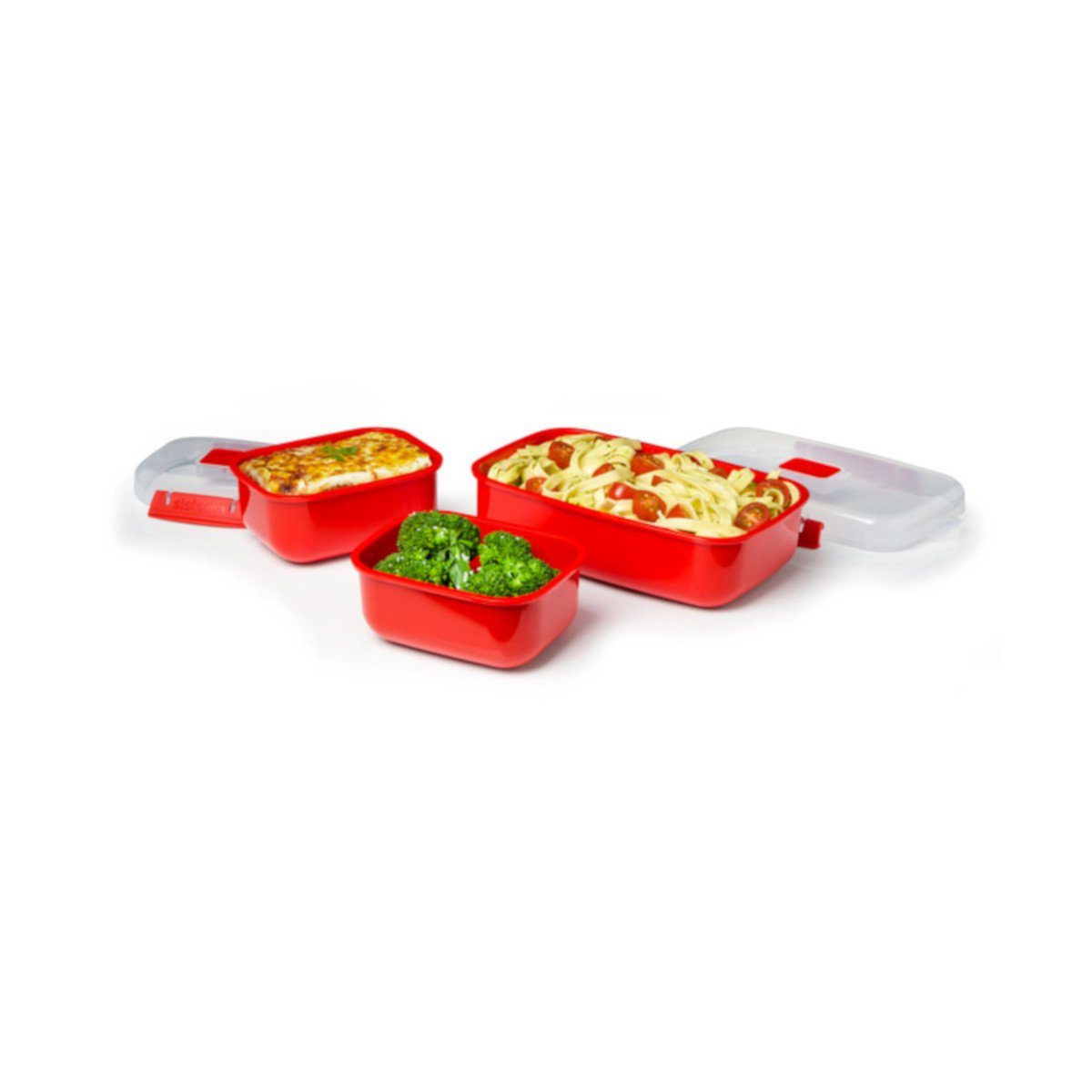 sistema Mikrowellenbehälter Mikrowellengeschirr Heat & Eat 3er-Set, rot, Kunststoff lebensmittelsicher