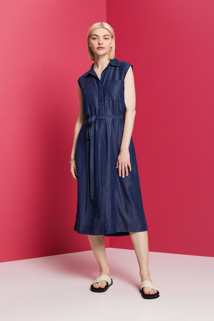 Hemdblusenkleid aus TENCEL™ Denim mit Gürtel