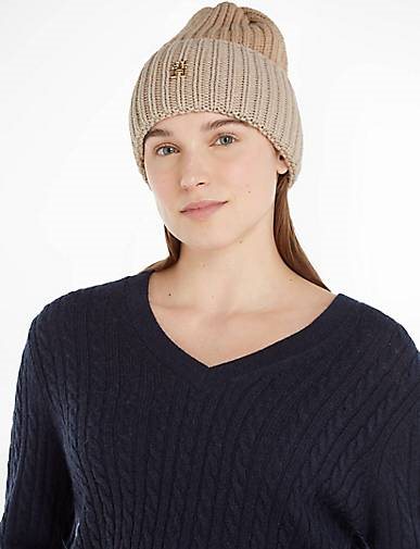 TOMMY HILFIGER Damen Strickmütze mit Wolle und Kaschmir LIMITLESS CHIC BEANIE