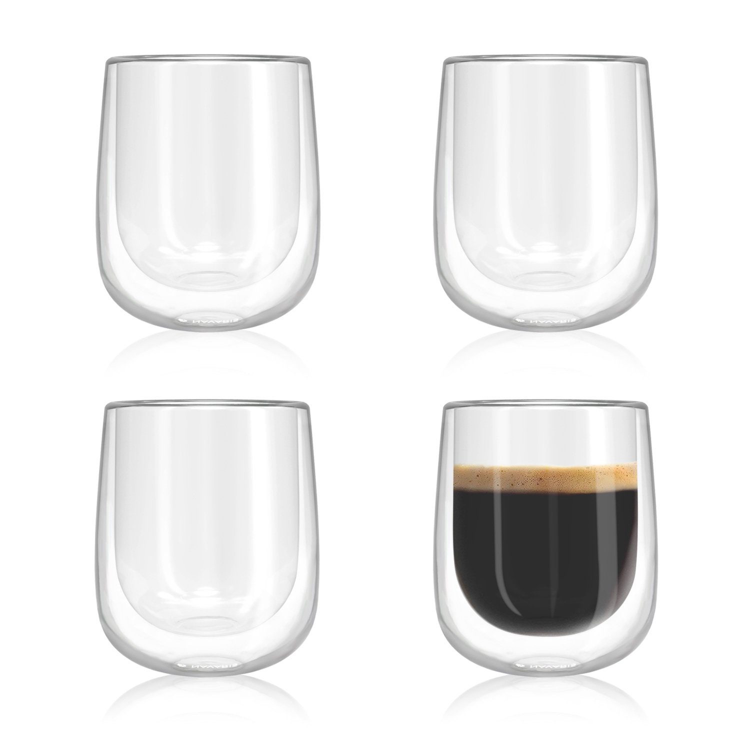 Navaris Gläser-Set 4x doppelwandige Gläser 350ml - Thermogläser, Glas