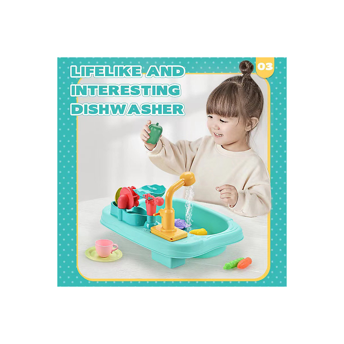 Elektrische 3-in-1-Geschirrspülmaschine für Kinder 3-in-1-Schüssel-Fischtablett