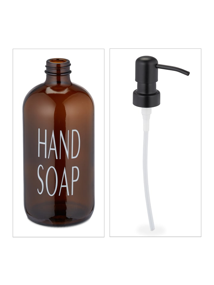 relaxdays 2 x Glas Seifenspender in Braun - 500 ml günstig kaufen onesize