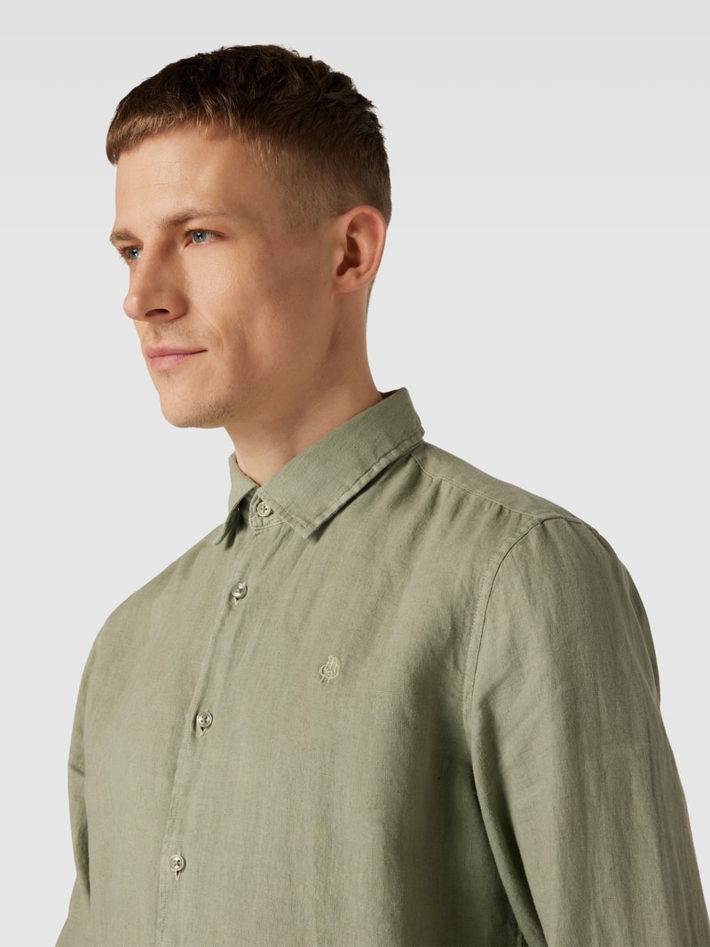 Freizeithemd mit Label-Stitching in lindgrün