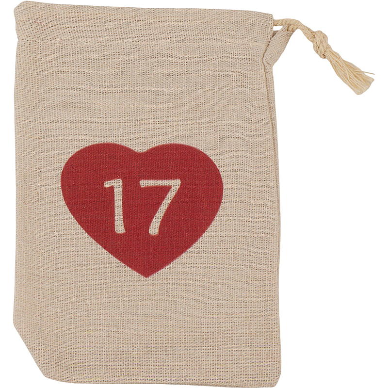 Home Kalenderposer 12x20 cm 1-24 stoff m/hjerte