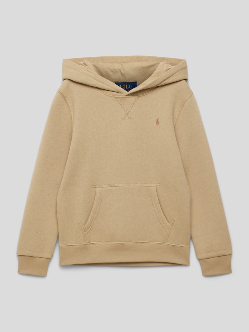 Hoodie mit Label-Stitching in khaki