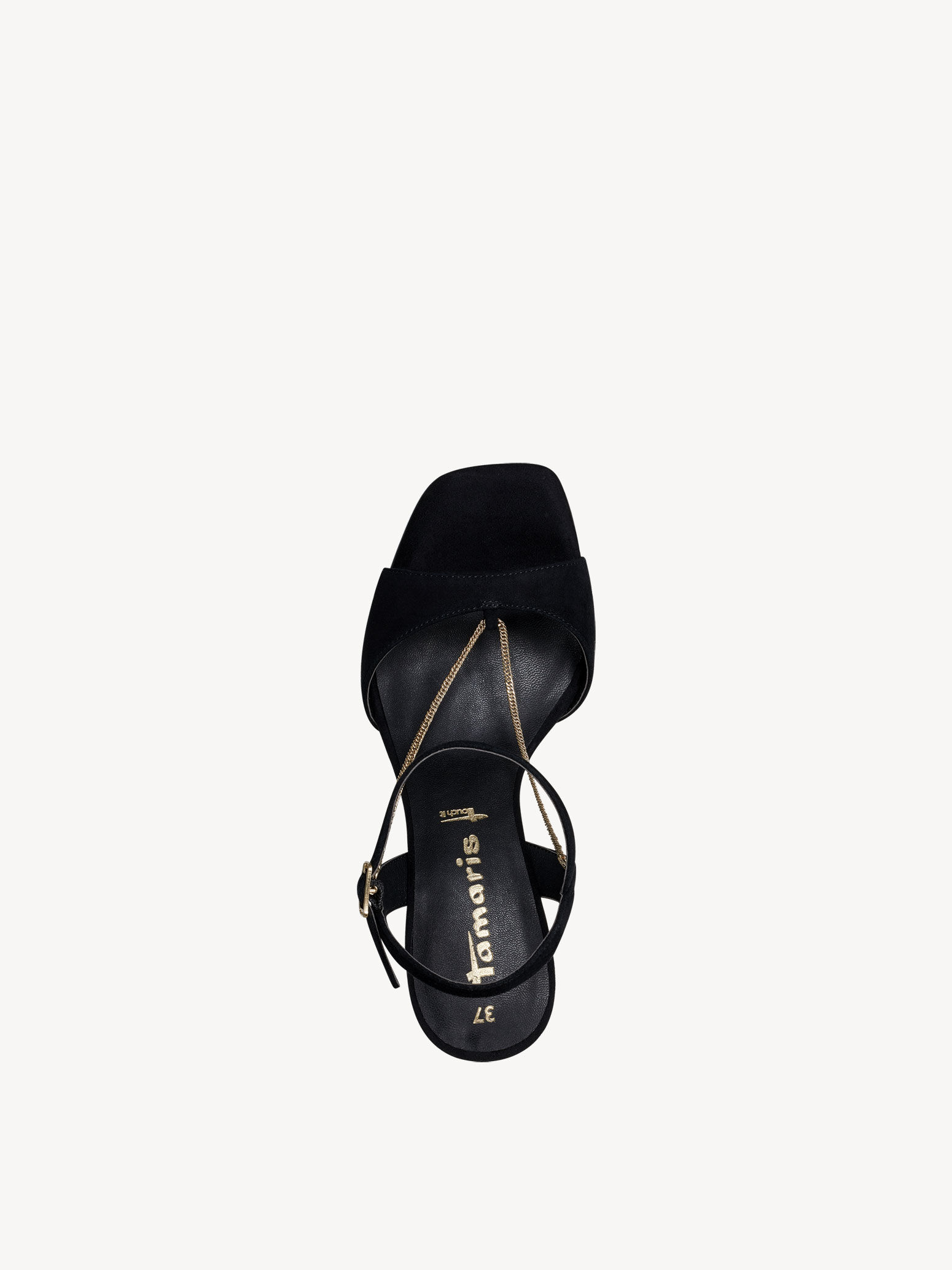 Sandale à talon en cuir - noir