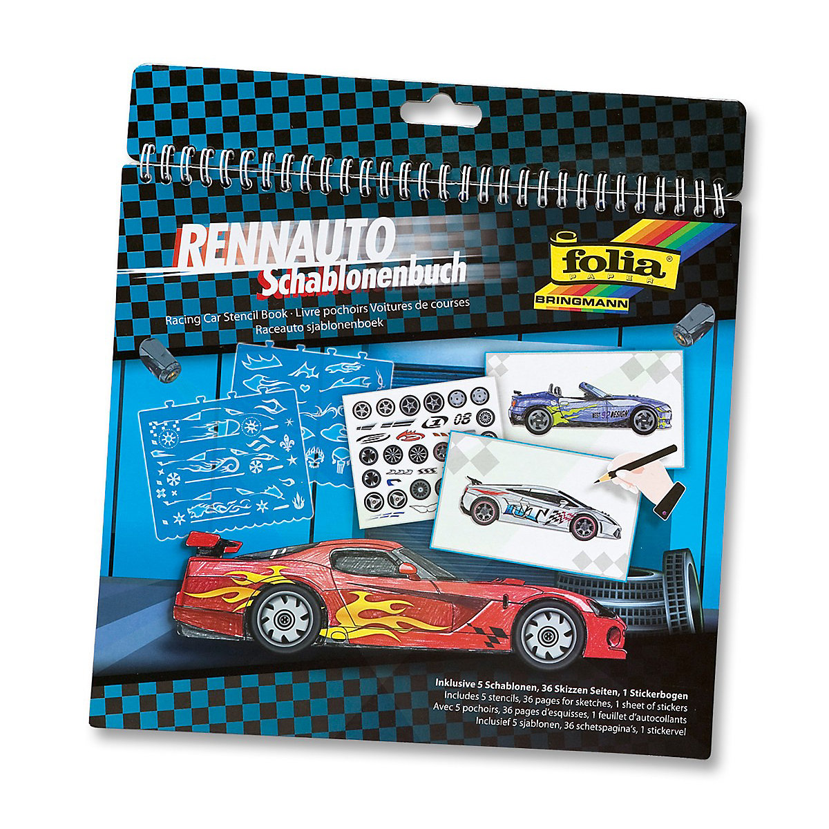 Schablonenbuch Rennwagen, inkl. Sticker