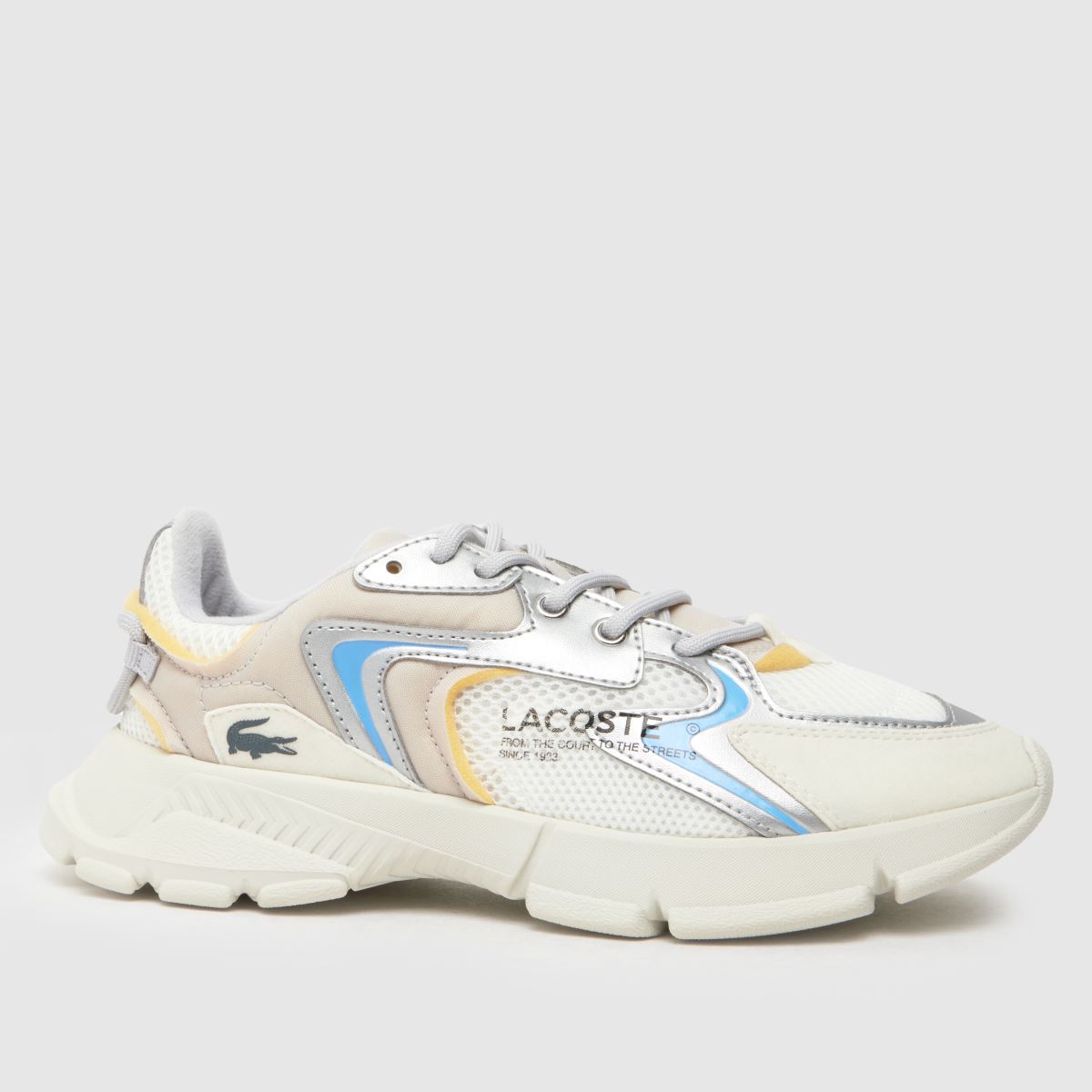 Lacoste silverfärgade l003 neo ungdomsskor
