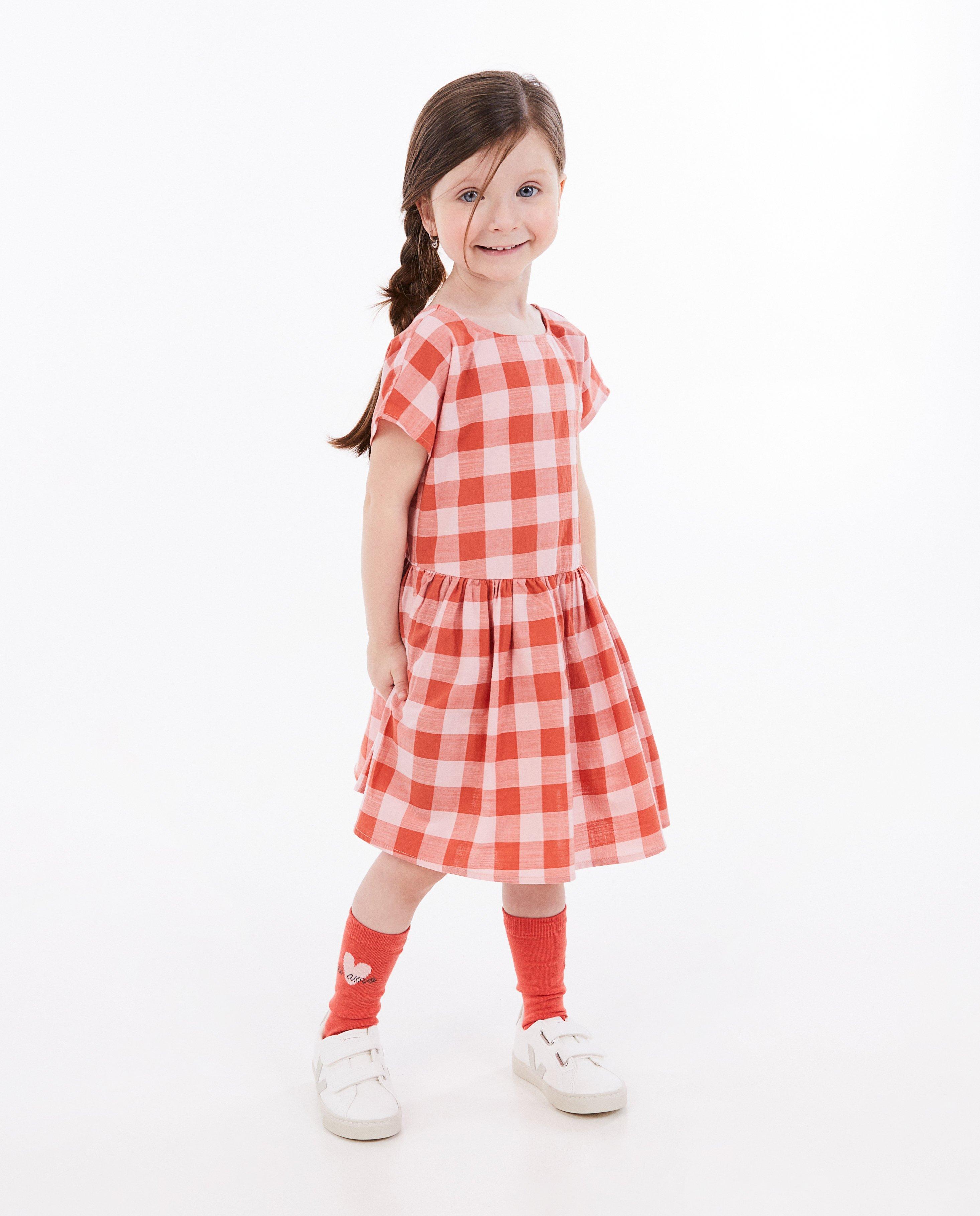 Rochie Samson cu carouri roz