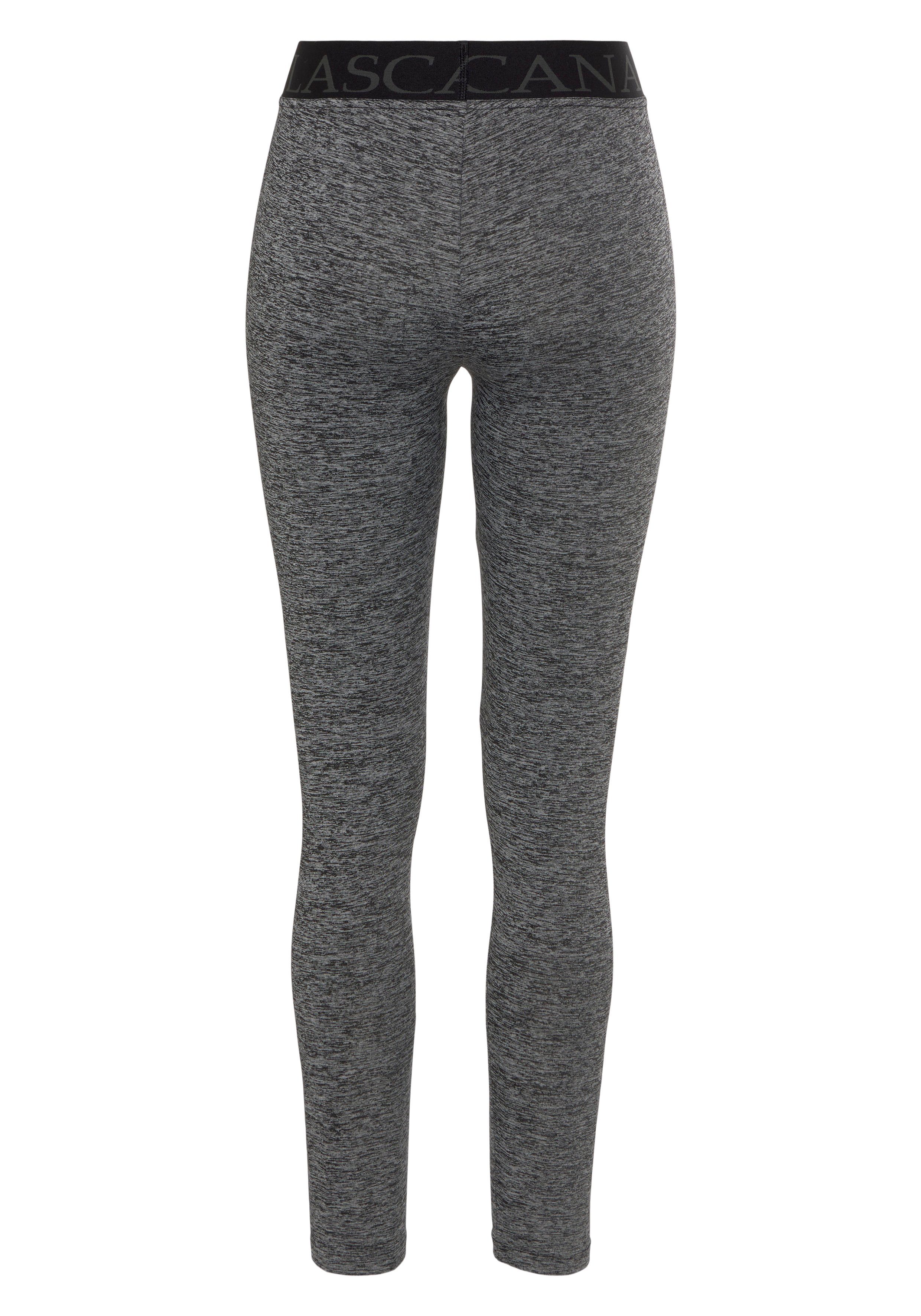 LASCANA ACTIVE Leggings meliert, mit elastischem Bund und darin eingewebtem Schriftzug