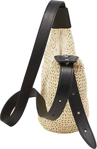 Marc O'Polo Crossbody-Banana-Bag aus Paper-Raffia und Echtleder