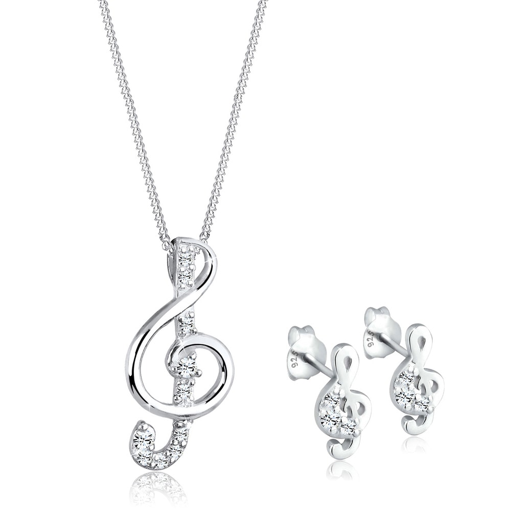 Elli Elli Ensemble de Bijoux 925 Sterling Silber Musik Kristalle Bijoux