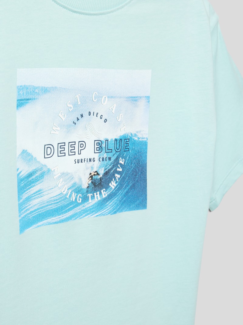 T-Shirt mit Motiv-Print Modell 'deep' in aqua blau