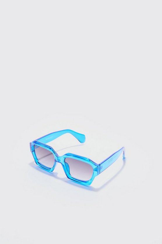 Klobige sechseckige Sonnenbrille in Blau