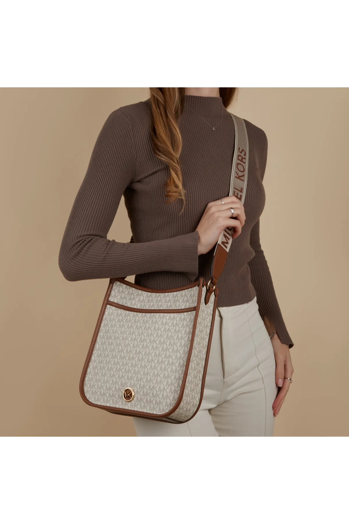 1'ASLAN  Michael Kors Luisa Damen Umhängetasche Weiß 30r4g99m3v-099