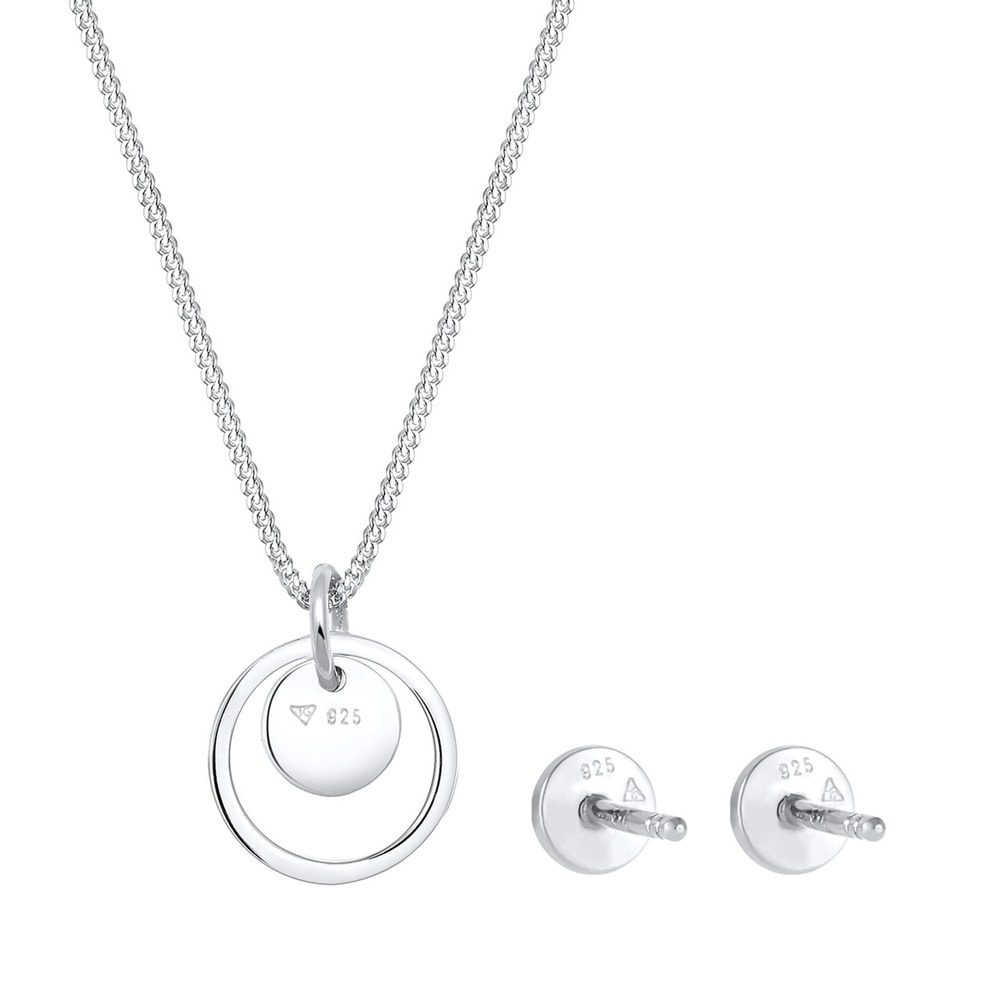 Elli Elli Ensemble de Bijoux Femmes plaquette pendentif Cut-Out Geo Set clous d'oreill Bijoux