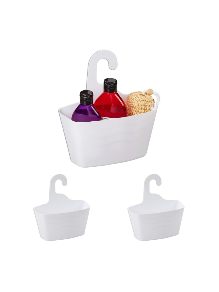 relaxdays 3 x Duschkorb in Weiß - (B)23 x (H)25 x (T)10 cm günstig kaufen onesize