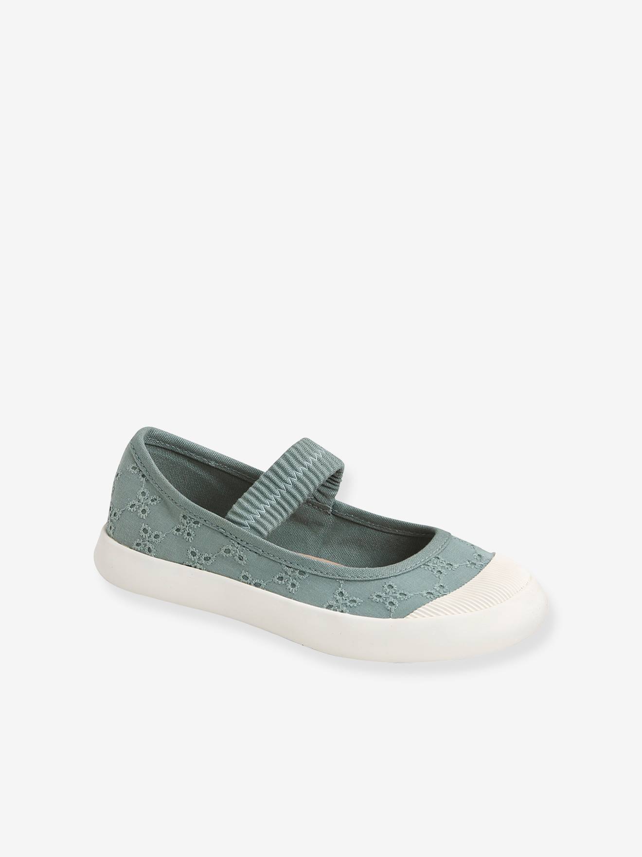 Ballerines en toile fille denim imprimé coeur