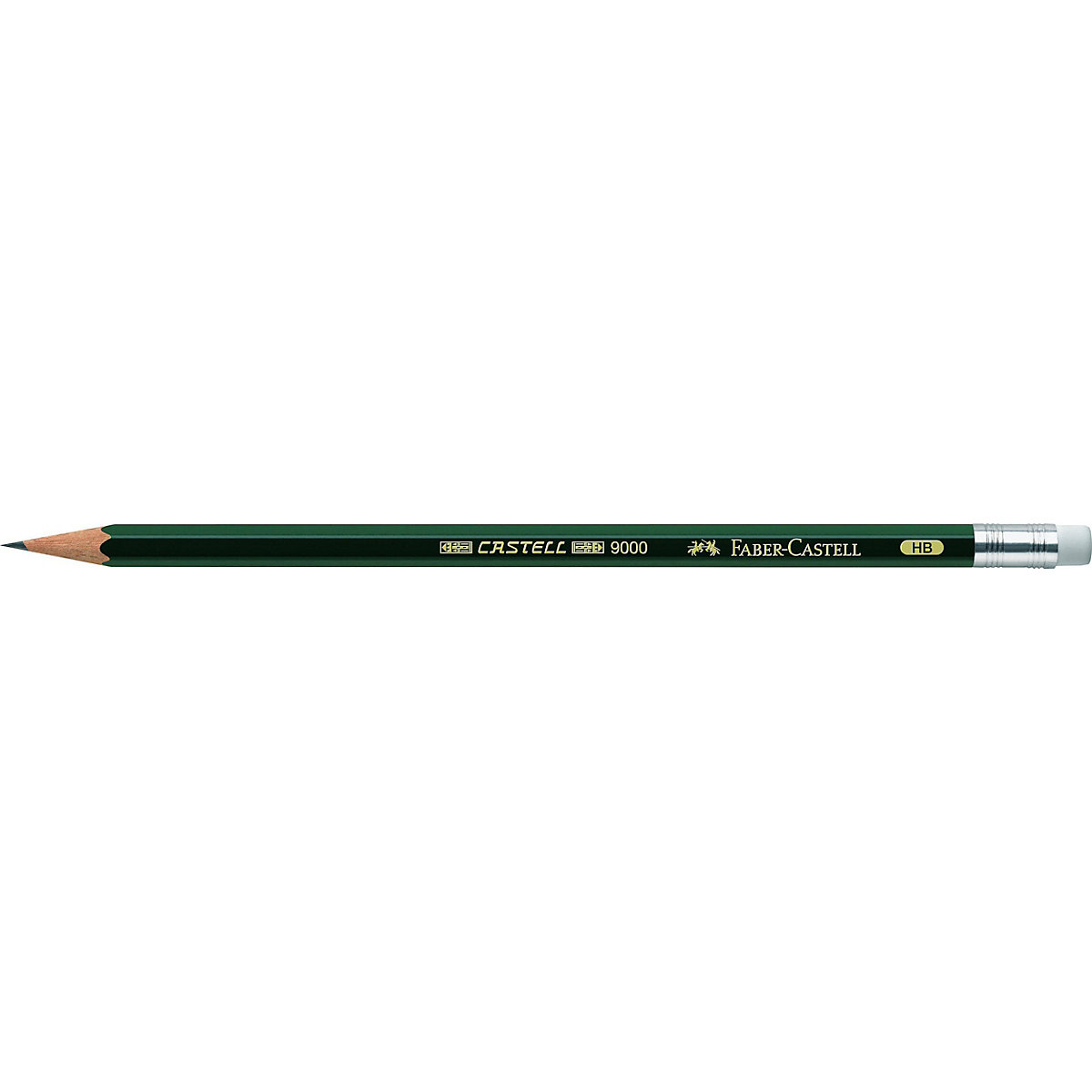 Bleistift CASTELL® 9000 mit Radierer Härtegrad: HB, Schaftfarbe: Dunkelgrün