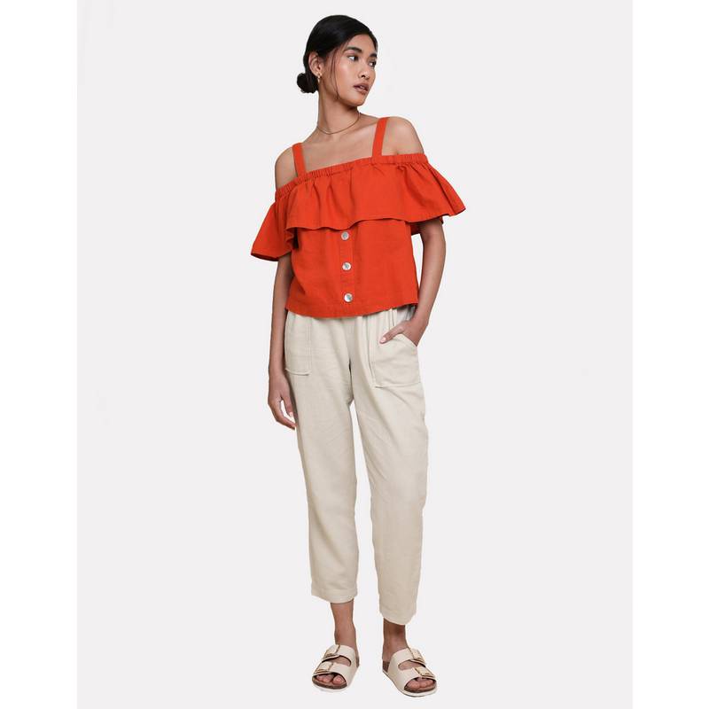Threadbare THB Aspen Linen Bardot Top Tanktop Damen