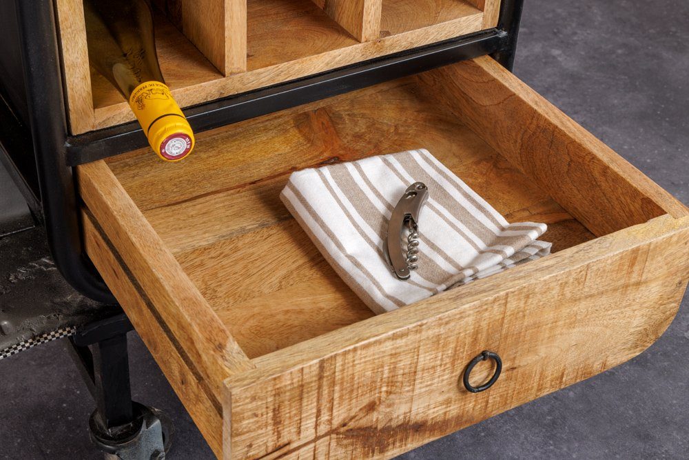 riess-ambiente Barschrank UPCYCLING SCOOTER 160cm silber / natur (Einzelartikel, 1-St) Wohnzimmer · Metall · Massivholz · für Alkohol · Motorroller · Retro